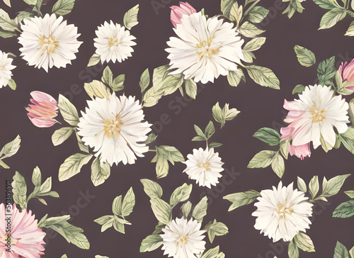 seamless pattern with flowers. daisy in bloom. camomile concept. floral background. spring concept. AI generated.