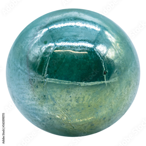 фотографія one green metalic glass or ceramic marble or ball