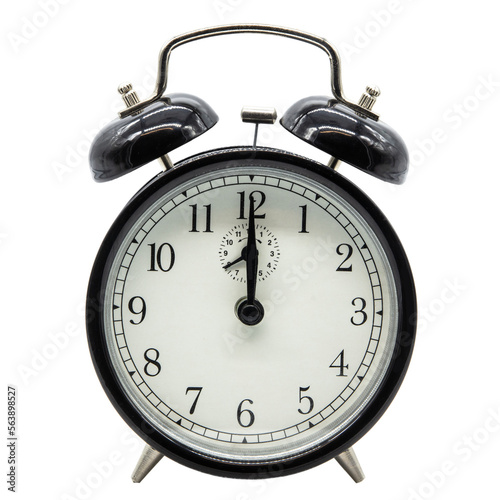 one black retro clock with bell