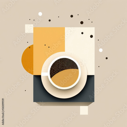 abstract graphic of coffee surrounded by geometric shapes generative ai