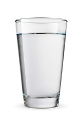 Glass of clean spring water isolated on white.