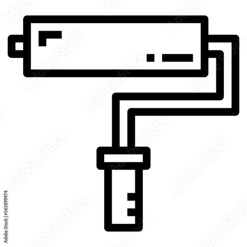 paint roller line icon style