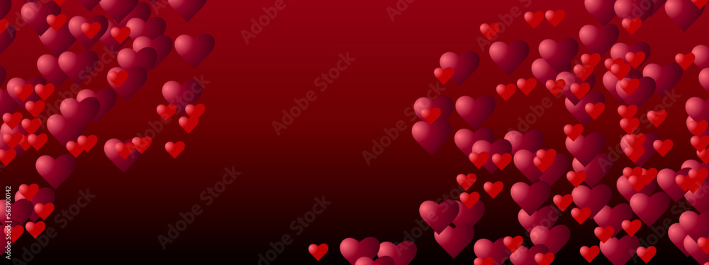 Red Valentine's Day background with red hearts on red background. Abstract love banner or greeting card background. Vector illustration. Red Valentine's Day background with red hearts on red background. Abstract love banner or greeting card background. Vector illustration.
