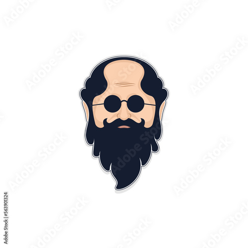 bald old man head logo wearing sunglasses