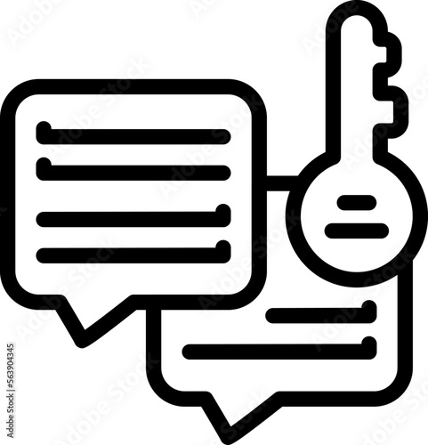 Top key chat icon outline vector. List check. Tick word photo