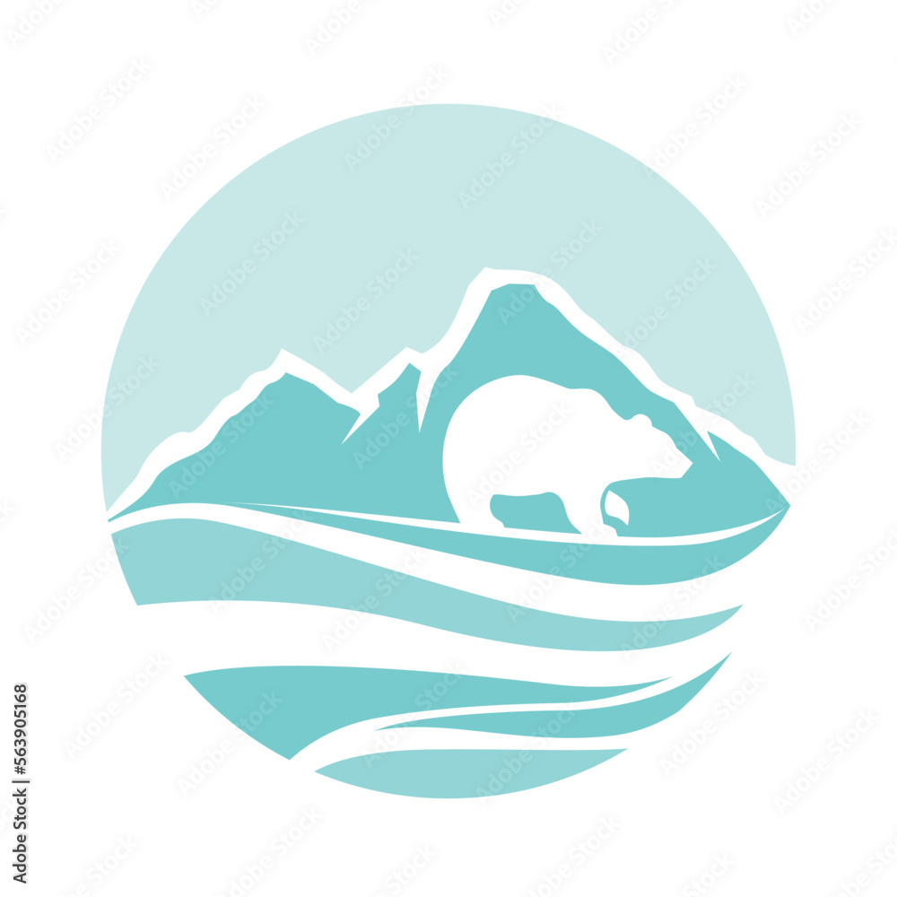 polar bear and mountain landscape polar bear and mountain landscape