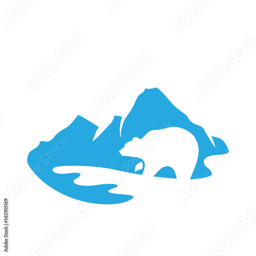 polar bear and mountain landscape,