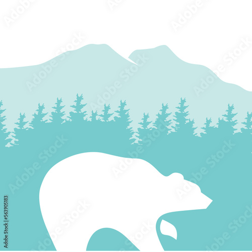 polar bear and mountain landscape,