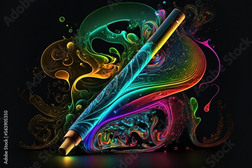 A multicoloured swirly Neon with a dark background, Behance, analytical art, vivid colours, Behance HD, vibrant colours, extremely luminous bright design 