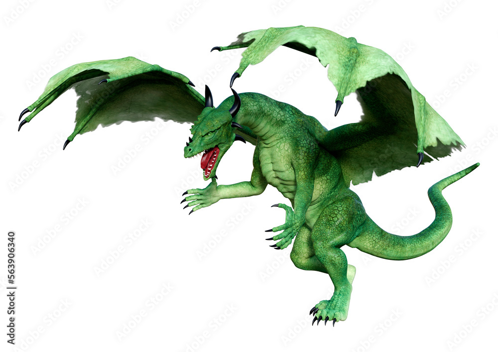 Fototapeta premium 3D Rendering Fairy Tale Dragon on White