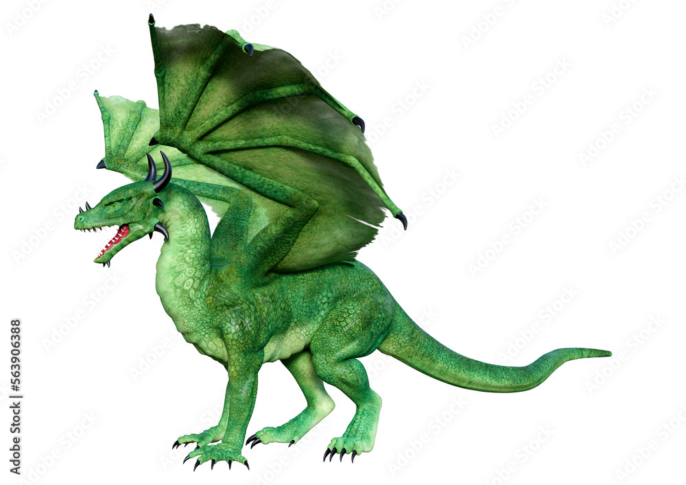 Fototapeta premium 3D Rendering Fairy Tale Dragon on White