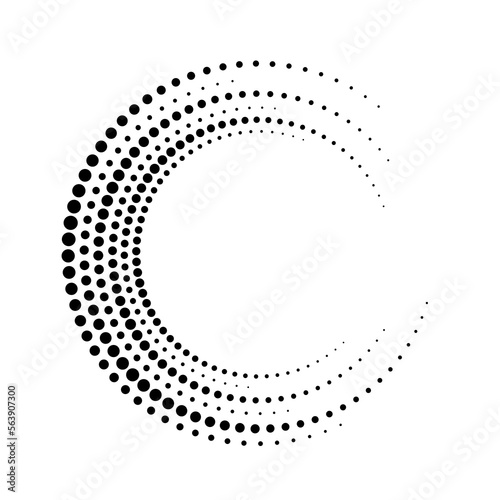 Circle fading boarder. Black circular border with effect halftone. Abstract dot fade frames. Modern diffuse ring. Round fadew patterns. Delicate fades dtp element for design print. Vector illustration