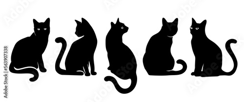 Cat silhouette vector set Isolated On White Background