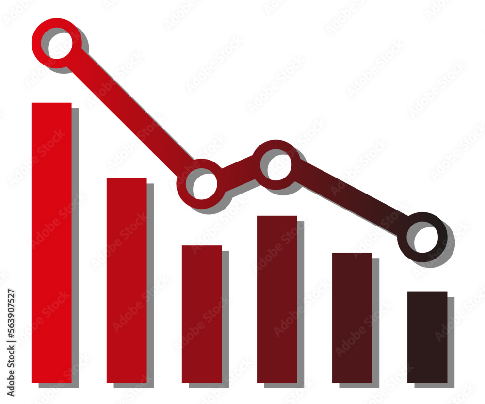 Graph with decrease report. Diagram with recession and bankruptcy progress. Business and finance Graph with decrease report. Diagram with recession and bankruptcy progress. Business and finance