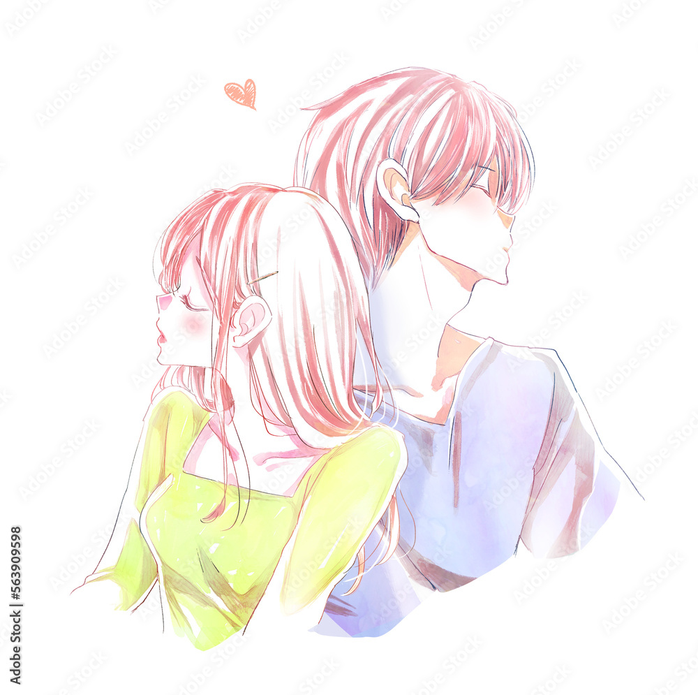 お互いにもたれる男女