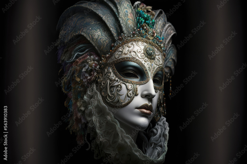 colorful venetian venice carnival mask, generative ai