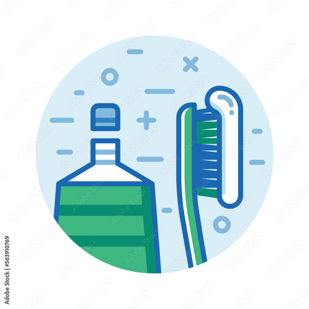 Obraz premium Tooth Brush and Paste Line Art Icon