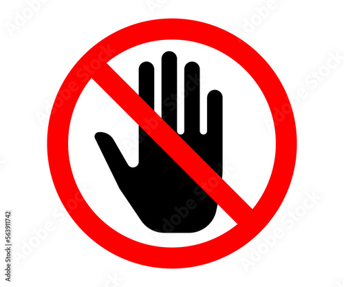 Prohibition sign Do not touch icon. Vector illustration. photo