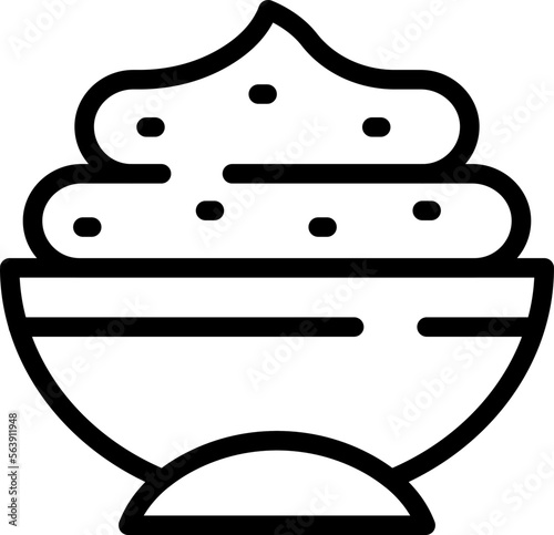 Vegetable hummus icon outline vector. Top bread. Plate meal