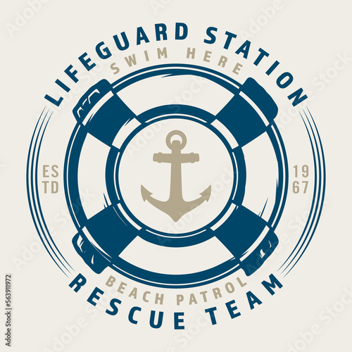Sea lifebuoy logotype vintage colorful