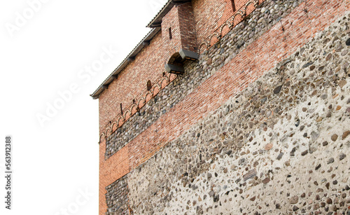 Stone wall of a large ancient castle  background. Copy space for text