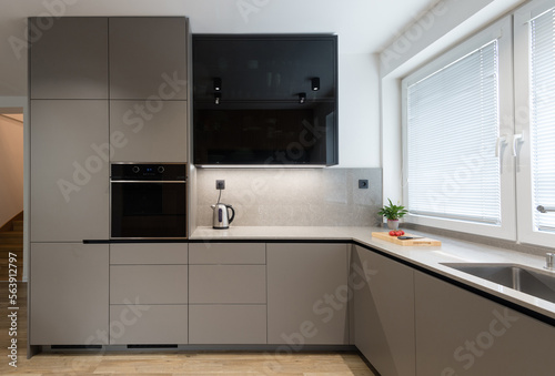 Modern kitchen with built in appliances