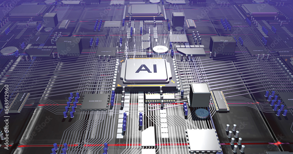 Artificial Intelligence CPU Processor Transferring Data To Cloud ...