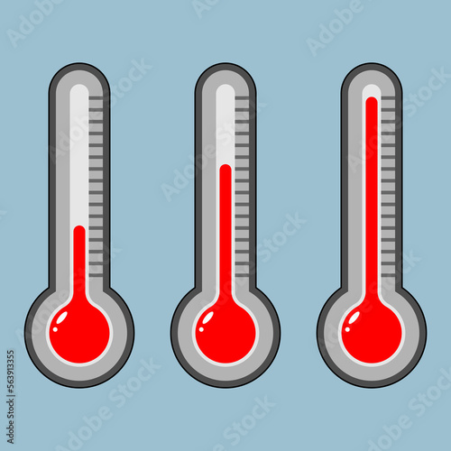 Goal thermometers icon set. Thermometr vector goal thermometers at different levels
