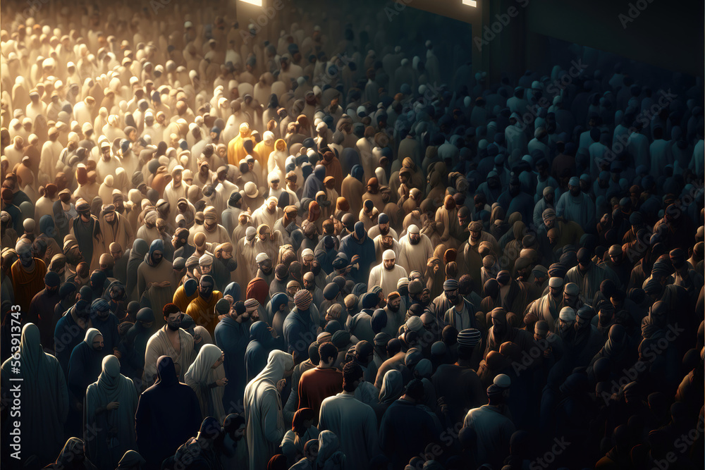 Obraz premium ramadan crowd of people , generative ai