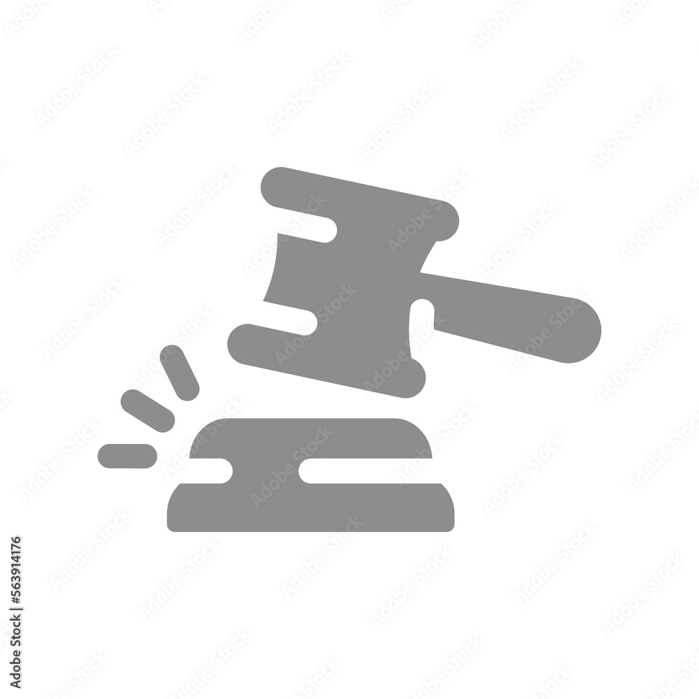 Court or auction, justice hammer vector icon. Judgement, law and legal fill symbol. Court or auction, justice hammer vector icon. Judgement, law and legal fill symbol.