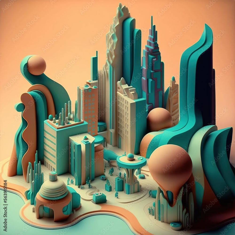 Plasticine city, futuristic concept ,made with Generative AI Plasticine city, futuristic concept ,made with Generative AI