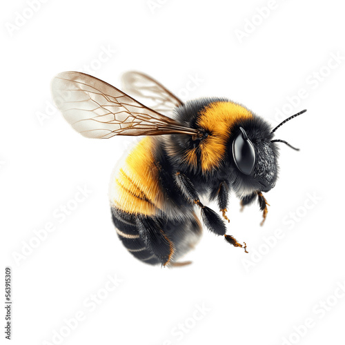 Fototapeta a stunning bumblebee is flying, isolated on transparent background, macro, incre