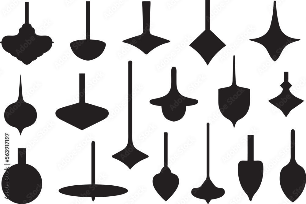 Illustration of different spinning tops isolated on white Illustration of different spinning tops isolated on white