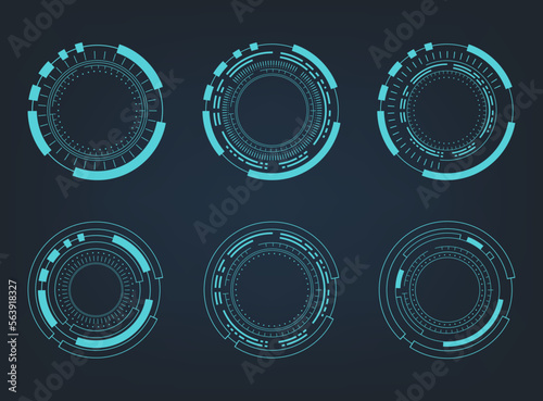 Futuristic abstract HUD. Circle technology elements set. Futuristic hud interface. Vector illustration.