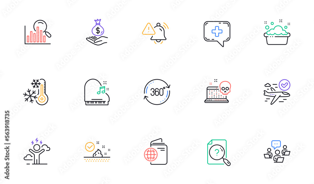 Search document, Search and Confirmed flight line icons for website, printing. Collection of Income money, Piano, Hand washing icons. Attention bell, Travel passport, Skin care web elements. Vector Search document, Search and Confirmed flight line icons for website, printing. Collection of Income money, Piano, Hand washing icons. Attention bell, Travel passport, Skin care web elements. Vector