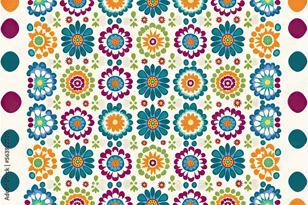 Simple yet Intricate Floral Seamless Repeat Patterns - Colorful and Elegant on White Background, HQ Image