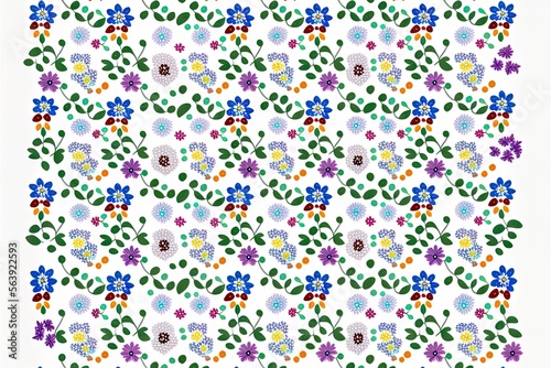 Simple yet Intricate Floral Seamless Repeat Patterns - Colorful and Elegant on White Background, HQ Image © MillArt