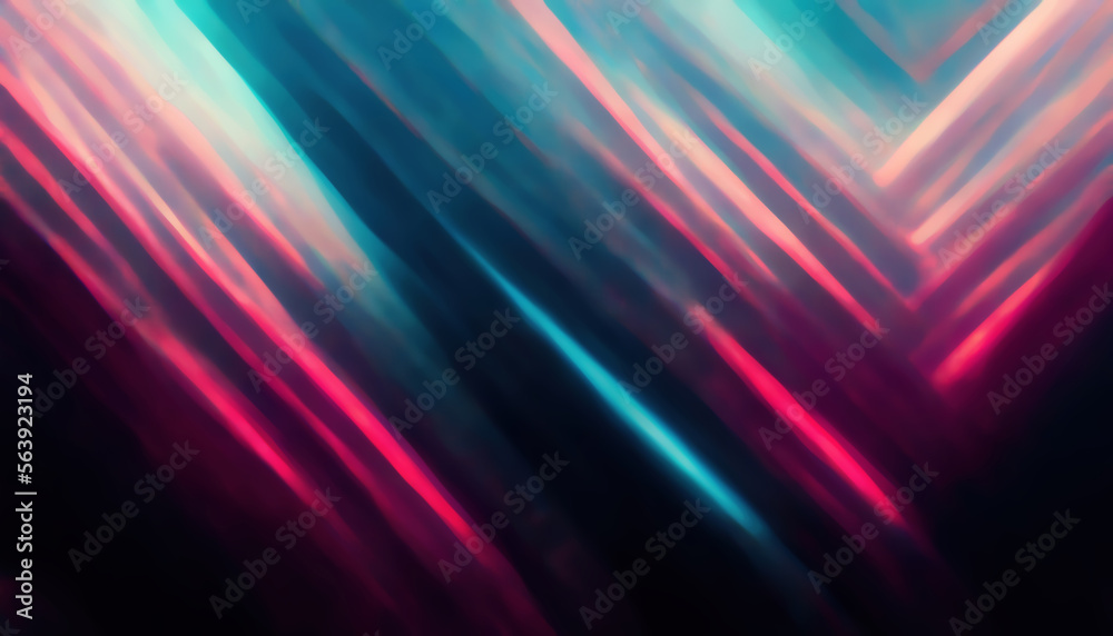 Neon rays abstract background. Futuristic illumination. Defocused bright blue pink color lines glow on dark black art illustration. Neon rays abstract background. Futuristic illumination. Defocused bright blue pink color lines glow on dark black art illustration.