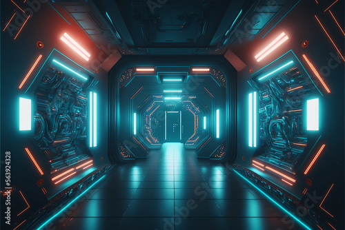 Fototapeta Naklejka Na Ścianę i Meble -  futuristic space war background. Generative AI