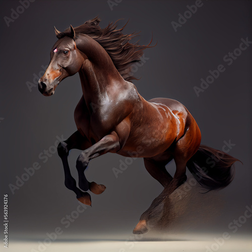 Galloping brown horse high resolution generative ai