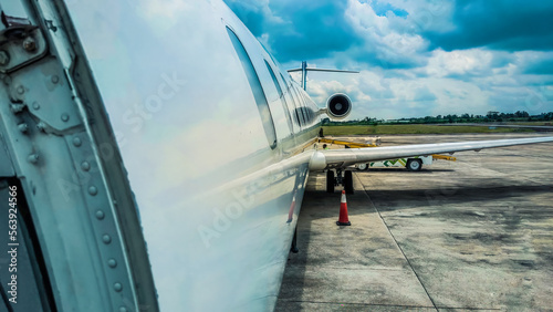 Εκτύπωση καμβά Boarding a bombardier type airplane at one of the international airports in Indo