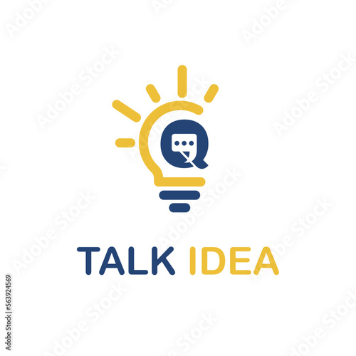 Initial Q Letter with Light Bulb and Chat Icon for Innovative Technology Company Logo Idea Template	