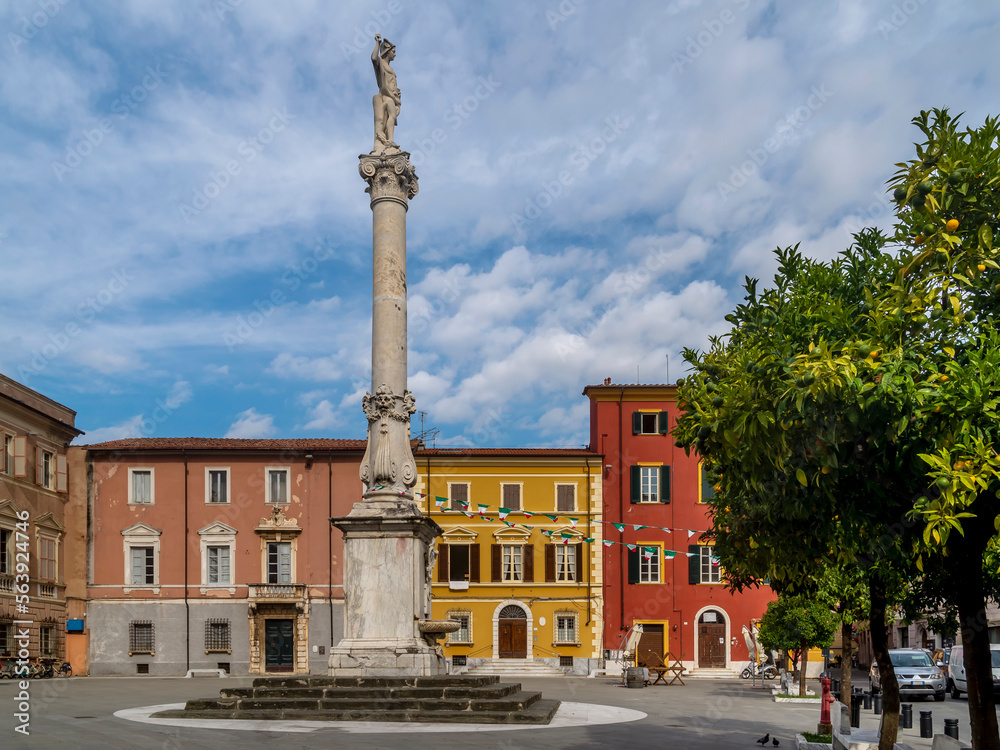 The central Piazza Mercurio square, Massa, Italy