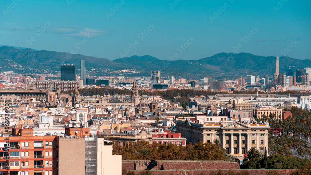 Barcelona's Skyline seen from Montjuïc Hill