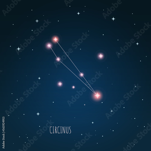 Constellation scheme in starry sky. Open space. Vector illustration Centaurus constellation through a telescope