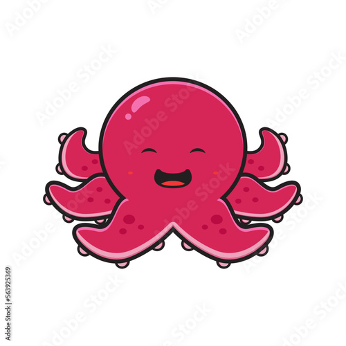 Cute octopus logo mascot character logo cartoon icon illustration flat cartoon style design
