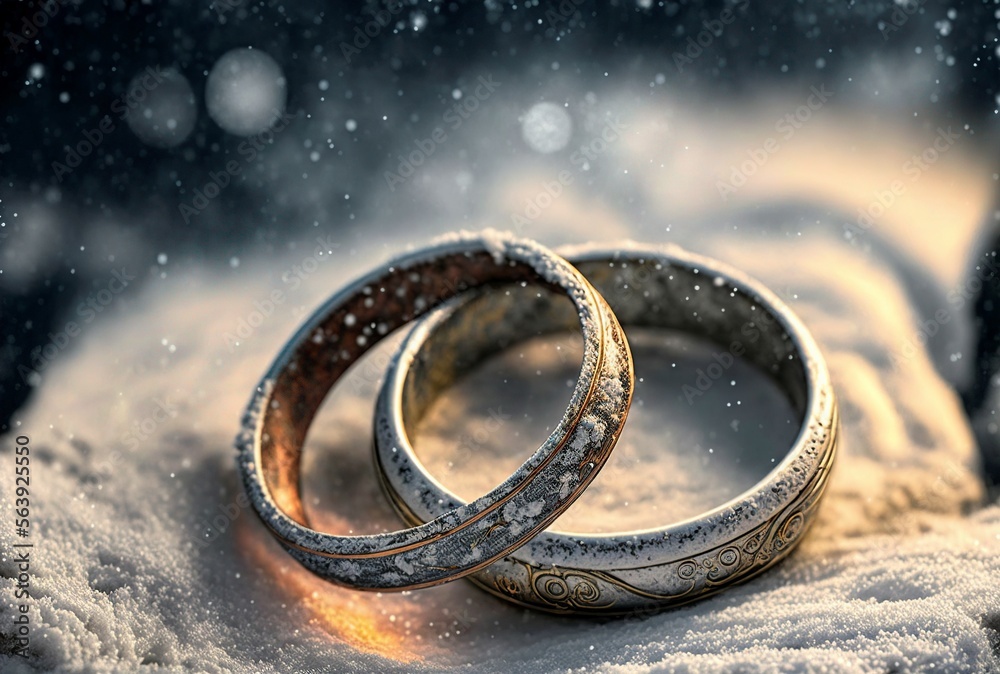 illustration, engagement rings, Valentine's Day, image generated by AI