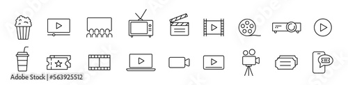 Cinema vector icon set. Movie outline icon. EPS 10