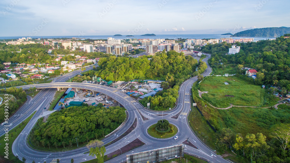aerial view of Kota Kinabalu city.
