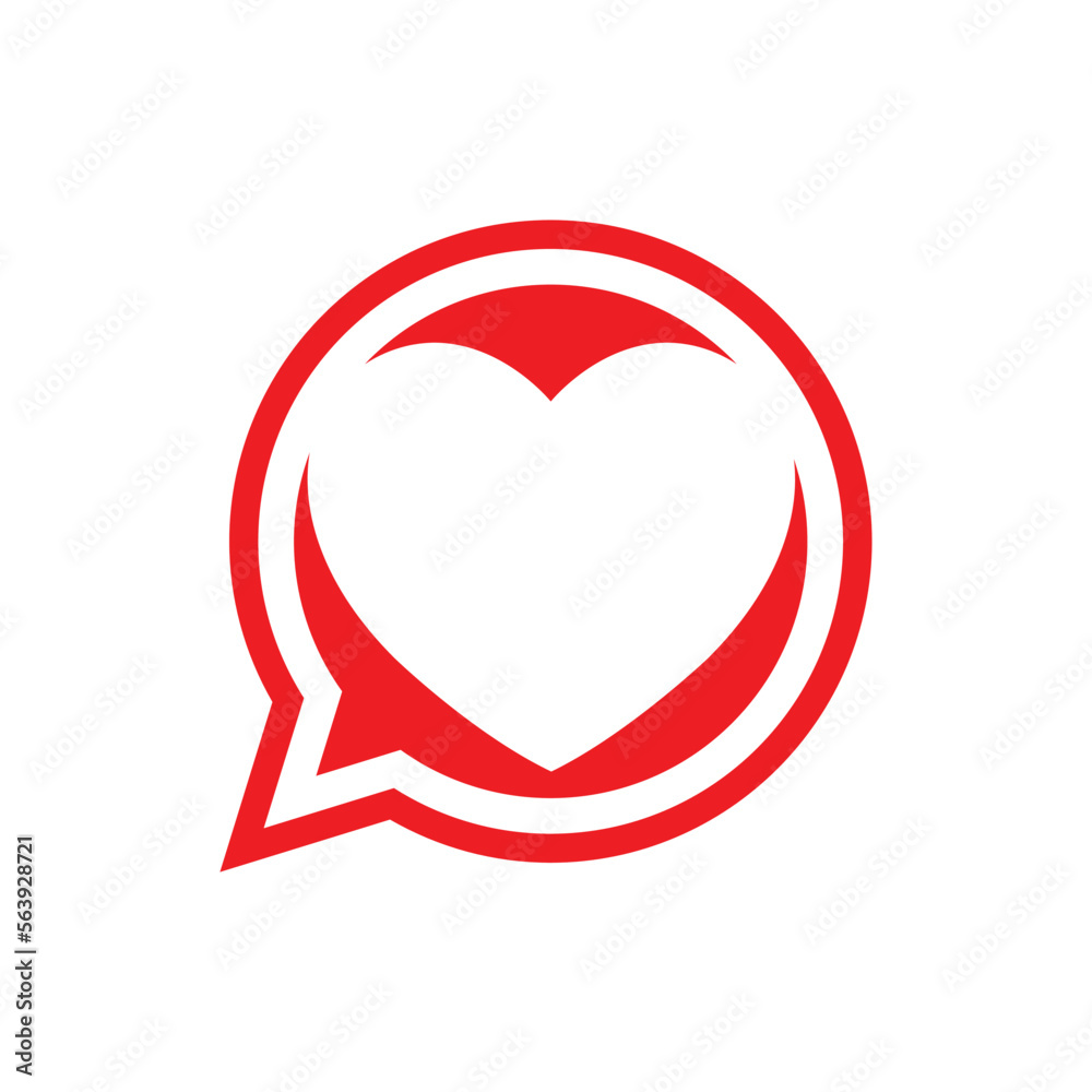 Bubble speech with heart sign inside